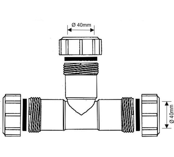 Компрессионный тройник McAlpine Ду=40мм х Ду=40мм х Ду=40мм-белый 40E-WH