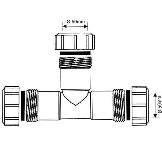 Компрессионный тройник McAlpine Ду=50мм х Ду=50мм х Ду=50мм., белый 50E-WH