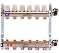 Коллекторная группа Uni-Fitt 1х3/4, 6 выходов, с регулировочными и термостатическими вентилями, нерж. сталь 451I4306