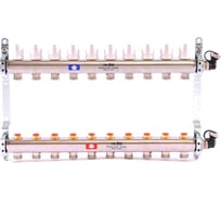 Коллекторная группа Uni-Fitt 1х3/4, 10 выходов, с регулировочными и термостатическими вентилями, нержавеющая сталь 451I4310