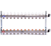 Коллекторная группа Uni-Fitt 1х3/4, 12 выходов, с регулировочными и термостатическими вентилями, нержавеющая сталь 451I4312
