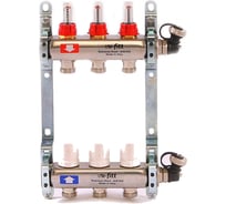 Коллекторная группа 1х3/4, 3 выхода, с расходомерами и термостатическими вентилями, нерж. сталь Uni-Fitt 450I4303