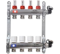 Коллекторная группа 1х3/4, 4 выхода, с расходомерами и термостатическими вентилями, нерж. сталь Uni-Fitt 450I4304