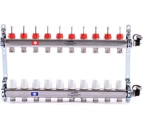 Коллекторная группа 1х3/4, 10 выходов, с расходомерами и термостатическими вентилями, нерж. сталь Uni-Fitt 450I4310