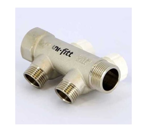 Коллектор НВ 3/4 2х1/2 Н 40мм никелированный с вентилями Uni-Fitt 400N3220