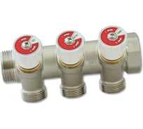 Коллектор НВ 3/4 3х1/2 Н 40мм никелированный с вентилями Uni-Fitt 400N3230