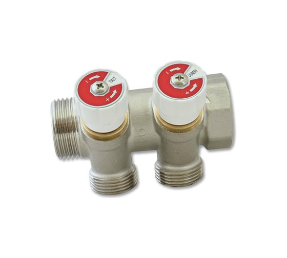 Коллектор НВ 1 2х1/2 Н 40мм никелированный с вентилями Uni-Fitt 31108N060402