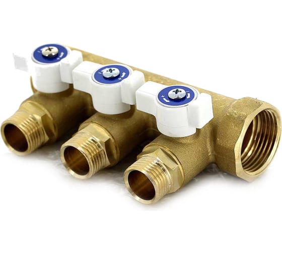 Коллектор НВ 3/4 3х1/2 Н 40мм с кранами Uni-Fitt 420G3230