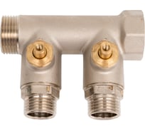 Коллектор НВ 3/4 2х1/2 Н 40мм с кранами, никелированный Uni-Fitt 420N3220