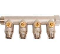 Коллектор НВ 3/4 4х1/2 Н 40мм с кранами, никелированный Uni-Fitt 420N3240