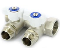 Коллектор НВ 1 2х1/2 Н 40мм с кранами, никелированный Uni-Fitt 424N4220