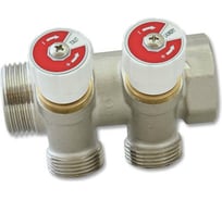 Коллектор НВ 3/4 2х3/4EK Н 40мм никелированный с вентилями Uni-Fitt 402N3320