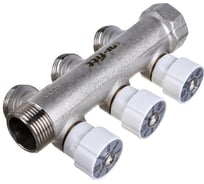 Коллектор НВ 3/4 3х3/4EK Н 40мм никелированный с вентилями Uni-Fitt 402N3330