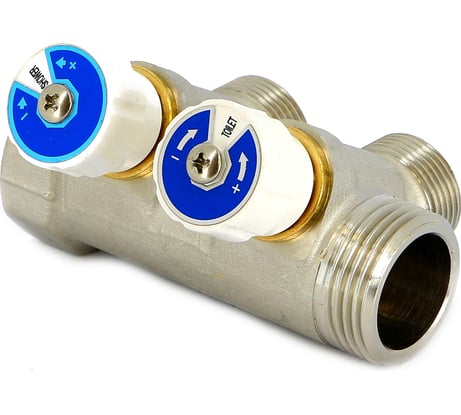 Коллектор НВ 1 2х3/4EK Н 40мм никелированный с вентилями Uni-Fitt 406N4320