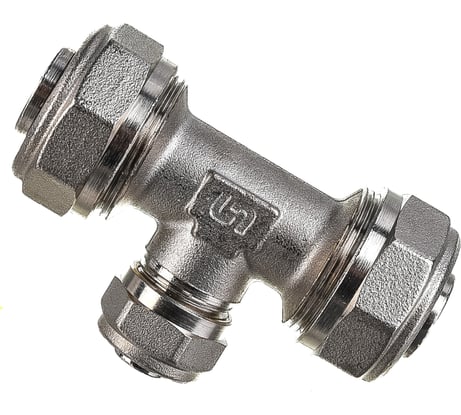 Обжимной тройник 26х16х26 никелированный Uni-Fitt 666N8680