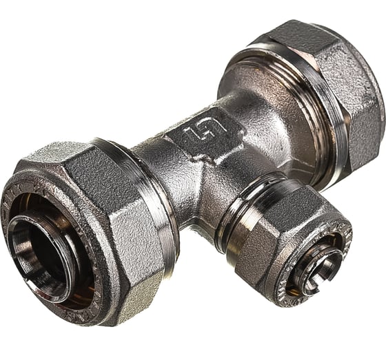 Обжимной тройник 26х16х26 никелированный Uni-Fitt 666N8680