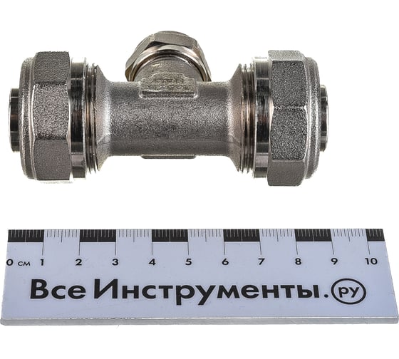 Обжимной тройник 26х16х26 никелированный Uni-Fitt 666N8680