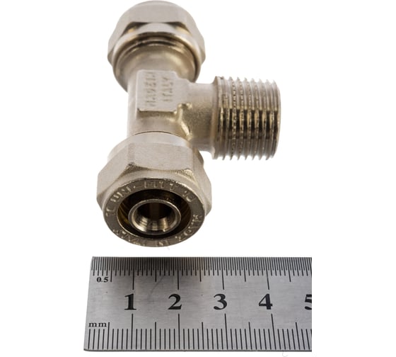 Тройник обж-Н-обж 16х1/2x16 никелированный Uni-Fitt 668N6260