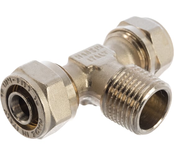Тройник обж-Н-обж 16х1/2x16 никелированный Uni-Fitt 668N6260