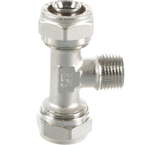 Тройник обж-Н-обж 20х1/2x20 никелированный Uni-Fitt 668N7270