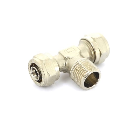 Тройник обж-Н-обж 20х3/4x20 никелированный Uni-Fitt 668N7370