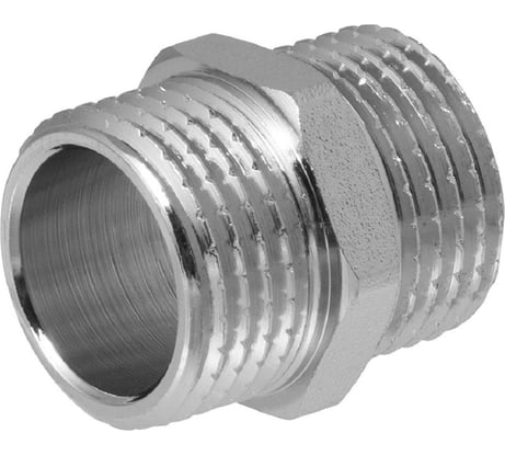 Ниппель MPF 1/2" бочонок латунный никелированный наружная резьба ИС.072164