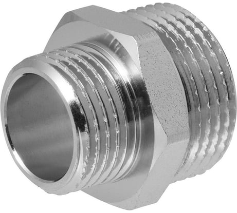 Ниппель-переходник MPF 3/4" х 1/2" бочонок латунный никелированный наружная резьба ИС.072173