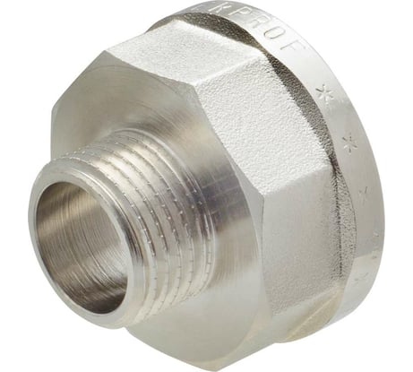 Переходник сантехнический с ребордой MPF 1" х 1/2" латунный никелированный внутренняя-наружная резьба ИС.072192