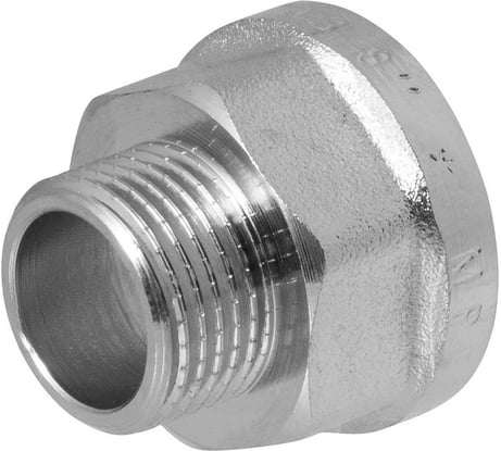 Переходник сантехнический с ребордой MPF 1/2" х 3/8" латунный никелированный внутренняя-наружная резьба ИС.072190