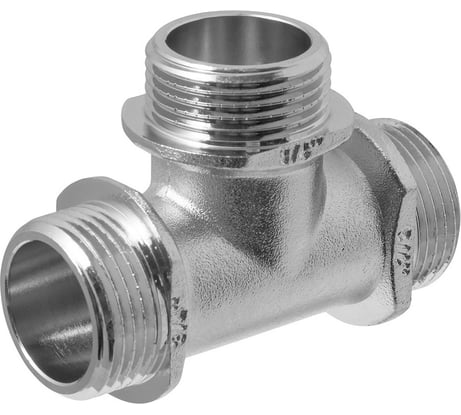 Тройник сантехнический с ограничителем MPF 3/4" латунный никелированный наружная резьба ИС.072232