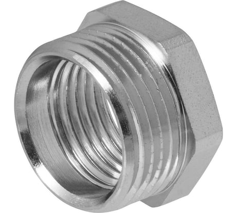 Футорка 1/2" на 3/4" сантехническая MPF переходник латунная никелированная наружная-внутренняя резьба ИС.072204