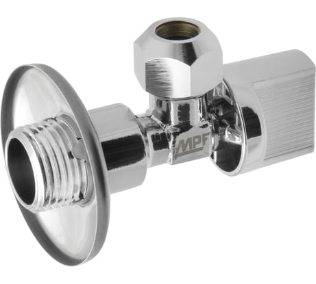 Шаровой угловой кран с отражателем для бытовых приборов MPF Light 1/2"х3/8" н/цанга, M10, хром, флажок сбоку ИС.080444