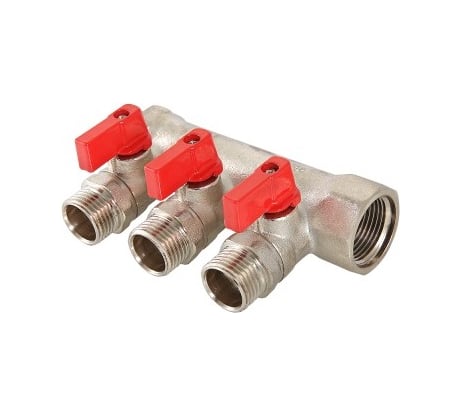 Коллектор с отсекающими кранами, 1х3 вых. 1/2 нар. Valtec VTc.580.N.0603