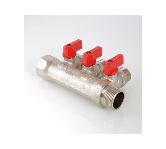 Коллектор с отсекающими кранами, 1х3 вых. 1/2 нар. Valtec VTc.580.N.0603