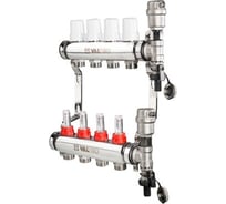 Коллекторная группа из нержавеющей стали со встроенными расходомерами в сборе, 1х9 вых. Евроконус 3/4 Valtec VTc.589.EMNX.0609