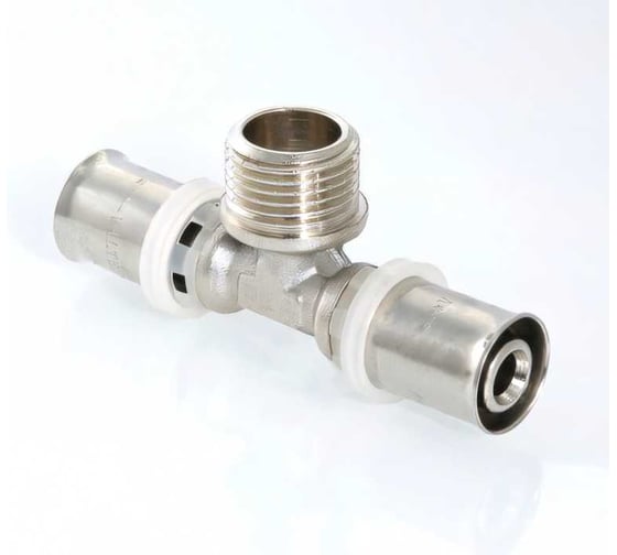 Тройник пресс с переходом на наружную резьбу 16х1/2х16 Valtec VTm.233.N.160416