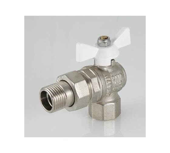 Шаровой угловой кран с полусгоном 1/2 вн.-нар. белая рукоятка Valtec BASE VT.228.NW.04