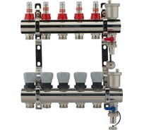 Коллекторная группа PROFACTOR латунь, с расходомерами, в сборе, 1х5 выходов 3/4 ЕК PF MB 802.5