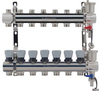 Коллекторная группа PROFACTOR латунь, с регулирующими клапанами, в сборе, 1х7 выходов 3/4 ЕК PF MB 804.7