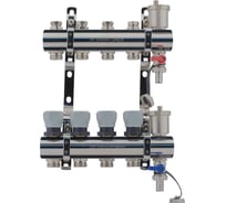 Коллекторная группа PROFACTOR латунь, с регулирующими клапанами, в сборе, 1х4 выхода 3/4 ЕК PF MB 804.4