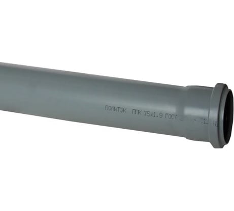 Труба с раструбом Политэк пп 75x1,9x1500 117150