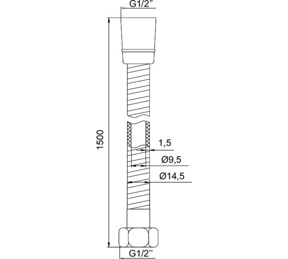 Шланг для душа, PVC армированный, 1.5м IDDIS A50611 1.5