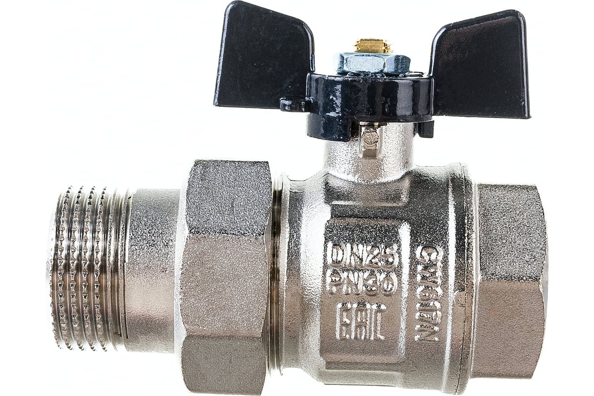 Кран Американка Н/В Ду-25 /1" бабочка черная Bugatti NEW JERSEY 9220006 ...