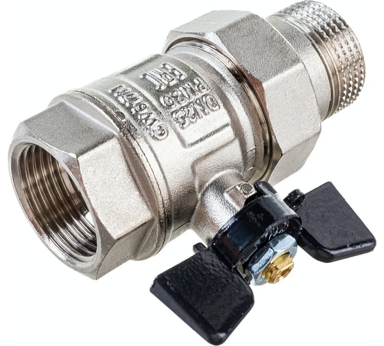Кран Американка Н/В Ду-25 /1" бабочка черная Bugatti NEW JERSEY 9220006