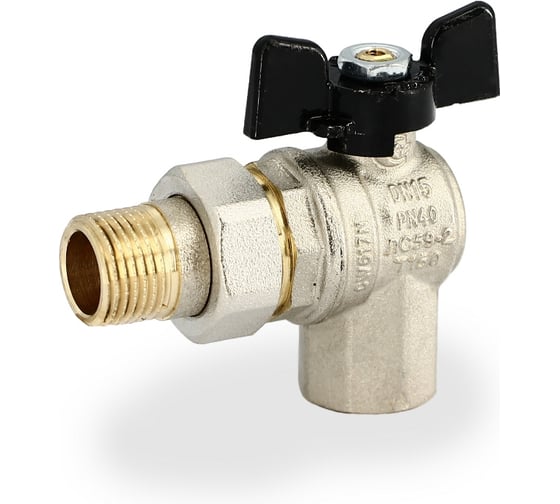 Угловой кран Американка Н/В Ду-15 /1/2" Бабочка черная Bugatti OREGON 05940001
