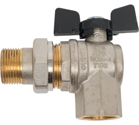 Угловой кран Американка Н/В Ду-20 /3/4" Бабочка черная Bugatti OREGON 05940005