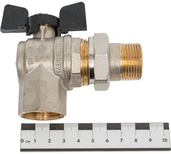 Угловой кран Американка Н/В Ду-20 /3/4" Бабочка черная Bugatti OREGON 05940005