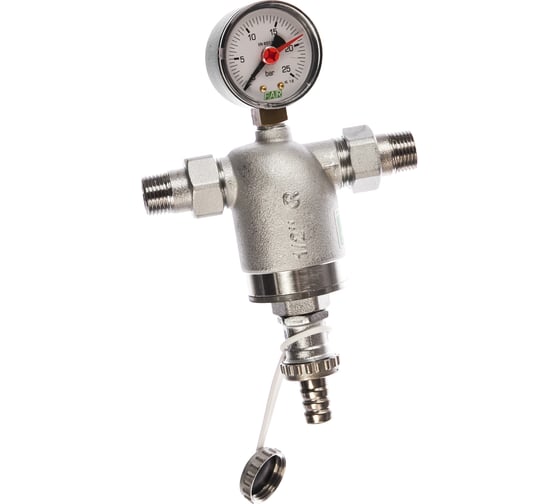 Фильтр FAR 1/2" НР-НР, с манометром, 100мкм, Max: 95C, 25бар FA 3944 12100