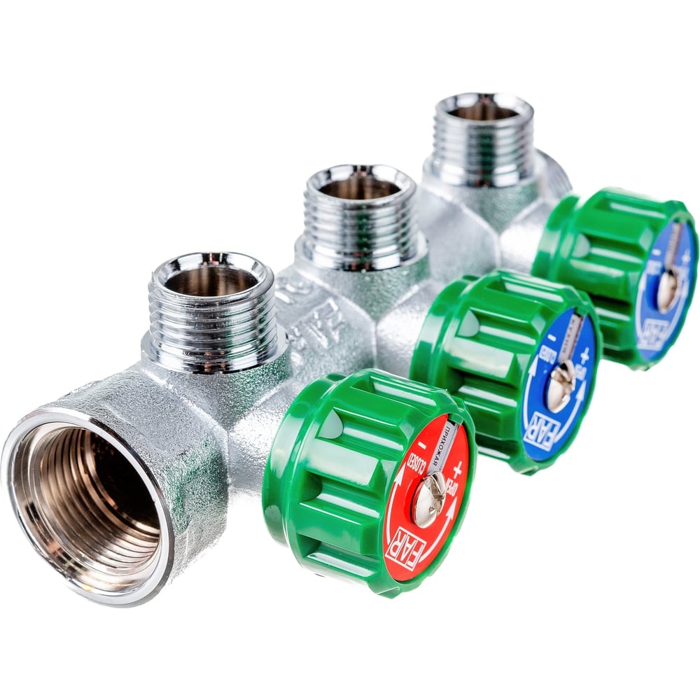 Регулирующий коллектор FAR 3/4\" ВР-НР с 3 отв. 1/2\" НР межосев. 45 мм ...