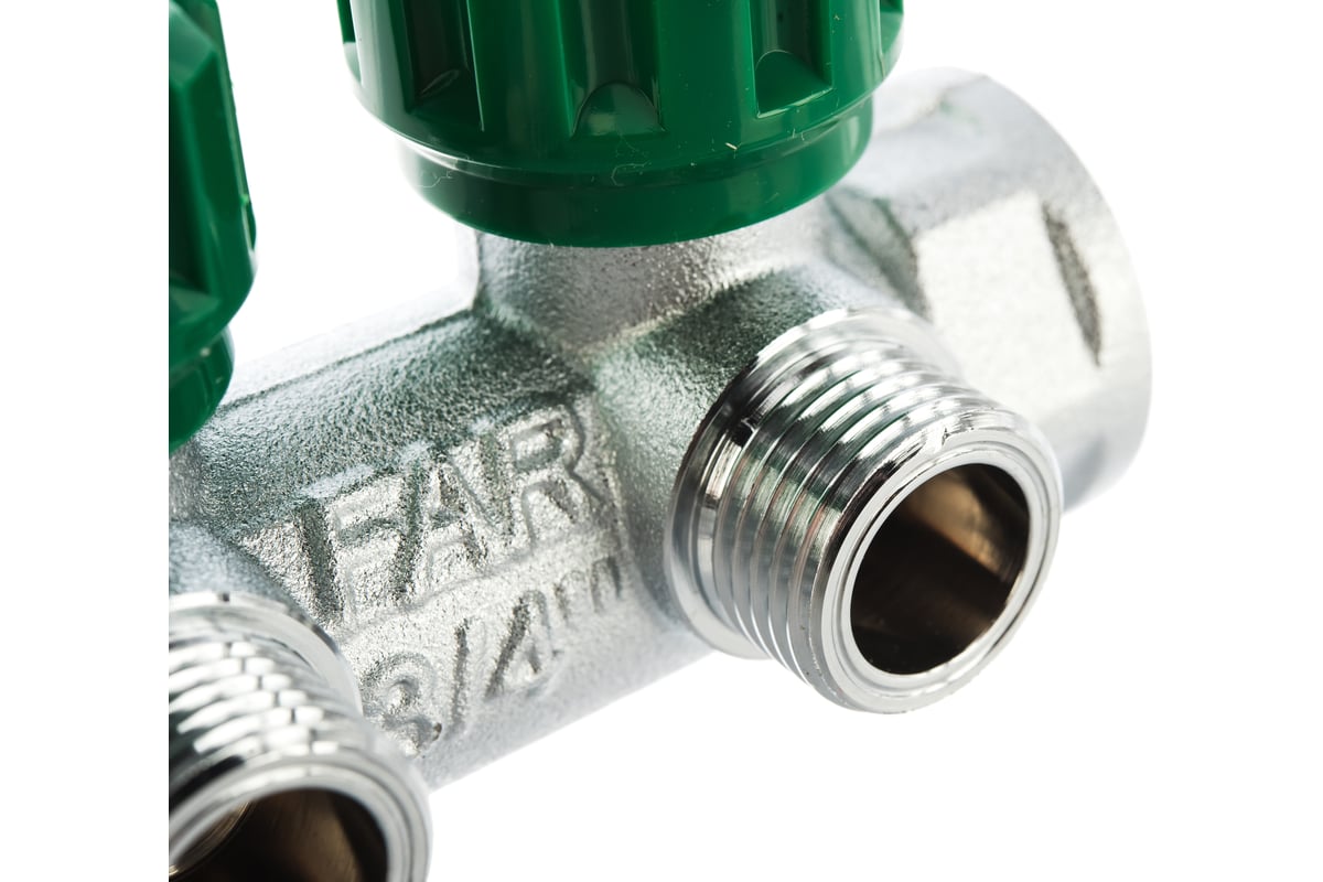 Регулирующий коллектор FAR 3/4\" ВР-НР с 4 отв. 1/2\" НР межосев. 45 мм ...